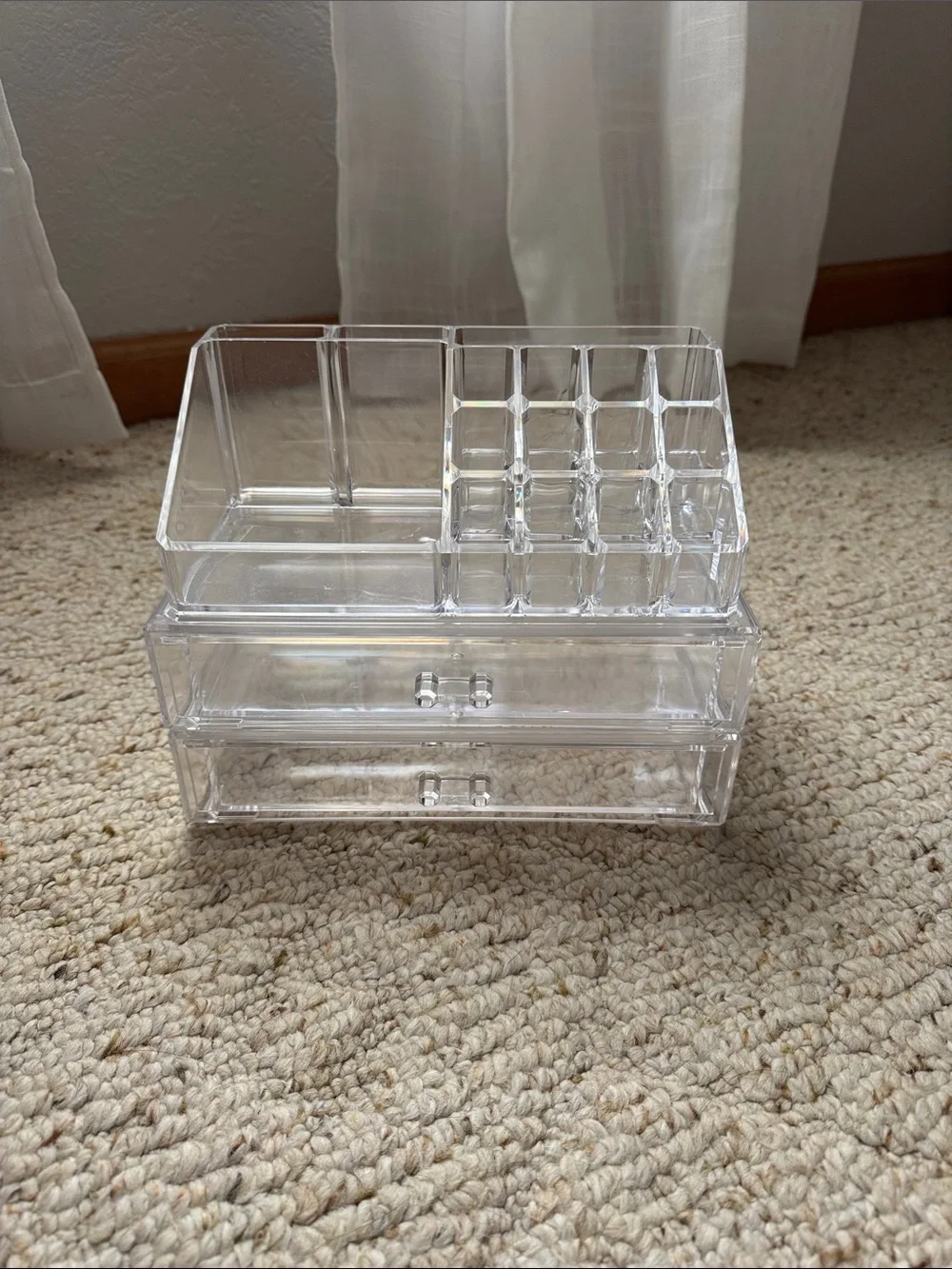 Clear Acrylic Makeup Organizer with Dual Drawers - Clear